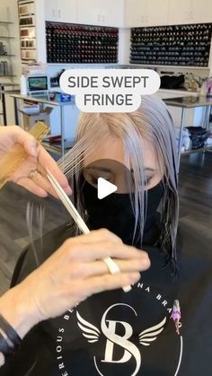 Looking for an easy way to create a side swept fringe? I’ve got you covered 👍💗 . . . #sidesweptbangs #sideswept #curtainfringe #bangs #ser... Womens Side Bangs Haircut, Easy Side Bangs, Trim Side Bangs, Choppy Side Fringe, Edgy Side Swept Bangs, Side Bangs For Ponytail, Sweep Bangs Long Hair, Full Side Swept Bangs