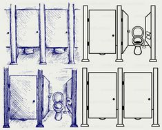 an old fashioned bathroom with two stalls and a toilet