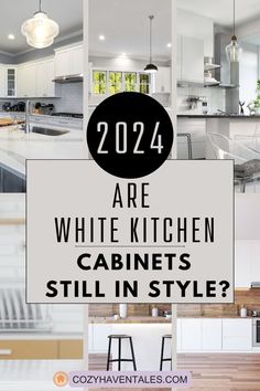 Diy White Cabinets Kitchen, White Kitchen Cabinets With Silver Hardware, What Color White For Kitchen Cabinets, Shades Of White Kitchen Cabinets, Shiny White Kitchen Cabinets, Modern All White Kitchen, All White Kitchen With White Appliances, White Kitchen Cabinets Ideas Inspiration, Adding Color To A White Kitchen