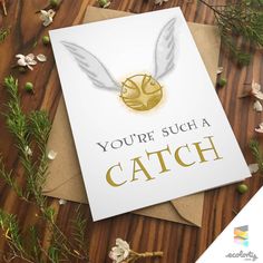 a card that says you're such a catch with an image of a bird on it