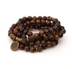 Tiger Eye Mala Stone 108 Bead Bracelet Om Buddha, Aventurine Jewelry, Birthday Things, Necklace Chain Types, Lotus Pendant, Tiger Eye Jewelry, Rose Quartz Jewelry, Tigers Eye Necklace, 108 Mala Beads