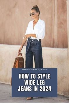 Jeans In Boots Outfit, How Long Should Wide Leg Pants Be, Denim And White Outfits Casual, Wide Leg Jeans Spring Outfit, How To Dress Wide Leg Jeans, Wide Leg Jean Outfits Summer, How To Wear Wide Leg Jeans Outfits, Widelegjeans Outfit Summer