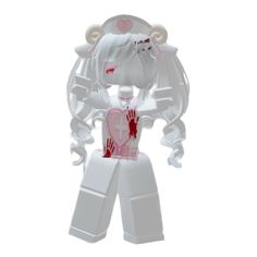 a white doll with long hair wearing a pink shirt and red heart on it's chest