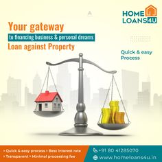 an advertisement for a real estate investment company with the words your gateway to finance, business & personal dreams loan against property