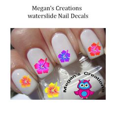 Hibiscus Flower Nail Art Decals Etsy Hibiscus Flower Nail Art, Hibiscus Flower Nail, Nails Hibiscus, Hibiscus Flower Nails, Nails Regular Polish, Hibiscus Nails, Nails Regular, Easter Nail Art Designs, Easter Nail Art