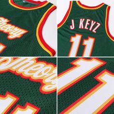 three different views of a basketball jersey with the number 11 on it