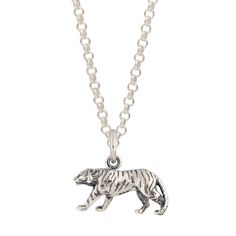 Tiger Necklace by Scream Pretty Year Of The Tiger 2022, Tiger Necklace, Tiger Pendant, Long Silver Necklace, Year Of The Tiger, Necklace Craft, Cat Pendants, Chinese Zodiac, Pet Necklace