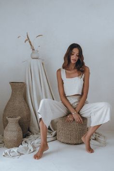 Monaco Pants – Aura The Label Linen Outer, Sustainable Wardrobe, Boho Pants, Linen Set, Tiered Maxi Dress, Summer Staples, Mother Of Pearl Buttons, Matching Top, Soft Texture