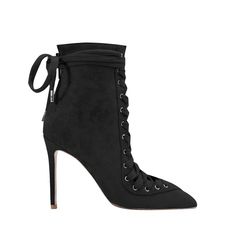 Stiletto Heel Lace Up Suede Upper Heel Height: 9 cm / 3.5 inch (Approx.) Shaft Height: 12 cm / 4.7 inch (Approx.) Chic High Ankle Lace-up Boots For Evening, Chic Heeled Boots With Ankle Strap And 4-inch Heel, Chic Ankle Strap Heeled Boots With 4-inch Heel, Elegant Lace-up Heeled Boots For Night Out, Chic High Heel Boots With Wrapped Heel, 4-inch Heel Ankle Strap Boots, Chic Lace-up Boots With Pointed Toe For Party, Chic High Heeled Boots With Wrapped Heel, Elegant Lace-up Boots For Night Out