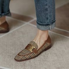 When classic plaid pattern combined with modern design. you get chick and comfy. Item Specification Upper Material: Cotton Fabric & Genuine Leather Lining Material: Wool Insole: Wool Out Sole: Rubber Toe: Round Toe Closure: Slip on Fashion Element: Plaid. Metal Decoration Chic Brown Tassel Loafers With Round Toe, Trendy Tassel Loafers With Round Toe For Fall, Casual Tassel Loafers With Round Toe For Fall, Casual Flat Tassel Loafers For Fall, Casual Tassel Loafers For Fall, Chic Fall Tassel Loafers, Casual Tassel Loafers With Almond Toe For Fall, Fall Office Slip-on Tassel Loafers, Fall Office Tassel Loafers Slip-on