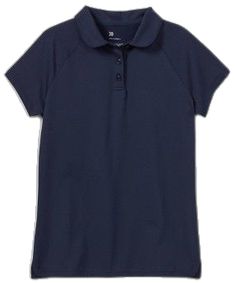 Sporty Collared T-shirt, Navy Cotton Moisture-wicking Polo Shirt, Solid Collared Sports Top, Solid Color Collared Sports Top, Solid Color Collared Sport Tops, Blue Collared Polo Shirt With Moisture-wicking, Solid Collared Top For Sports, Blue Moisture-wicking Collared Polo Shirt, Navy Polo Collar Top For Sports