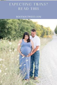 Mother and Father of twins in a gravel road country setting. Expecting twins. Maternity shoot. Summer pregnancy with twins. Twin Pregnancy Week By Week, Twins Pregnancy Belly, Twin Pregnancy Belly, Getting Pregnant With Twins, Twins Announcement, Expecting Twins, Newborn Twins, Doctor Visit