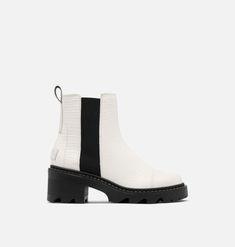 JOAN NOW™ Women's Chelsea Boot White Leather Waterproof Boots With Round Toe, White Leather High-top Waterproof Boots, Chelsea Boots Women, Wrap Heels, Chelsea Boot, Unique Styles, Wedge Boots, Boots For Sale, Leather Wraps