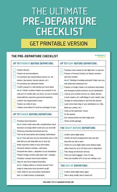 the ultimate printable pre - departure checklist