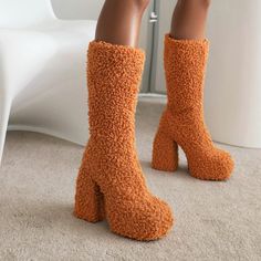 Yellow Fuzzy Leg Warmers, Long Fuzzy Boots, Fluffy Boot Shoes, Fuzzy High Boots, Stylish Snow Boots, Skirt And Tights, Fluffy Boots, Sheep Shearing, 2025 Trends