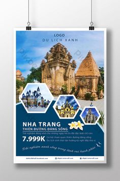 an advertisement for a travel company with images of buildings and flowers on the front cover