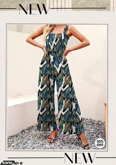 Smocked Wide Leg Jumpsuit Rompers with Pockets Printed Jumpsuits And Rompers For Beach, Non-stretch Floral Jumpsuits And Rompers For Vacation, Casual Summer Jumpsuits And Rompers With Smocked Back, Casual Jumpsuits And Rompers With Elastic Waistband For Vacation, Casual Printed Jumpsuit For Vacation, Overall Jumpsuits And Rompers With Smocked Back For Vacation, Overall Jumpsuit With Smocked Back For Vacation, Casual Jumpsuits And Rompers With Smocked Back For Vacation, Green Jumpsuits And Rompers With Smocked Back For Vacation