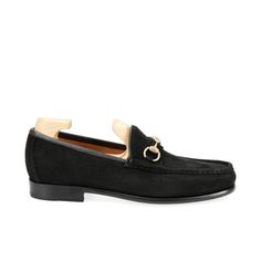 HORSEBIT LOAFERS IN BLACK SUEDE Luxury Black Loafers With Suede Lining, Classic Black Moccasins With Suede Lining, Black Loafers With Suede Lining And Round Toe, Black Moccasins With Suede Lining And Round Toe, Elegant Black Moccasins With Suede Lining, Cordovan Shoes, Horsebit Loafers, Men's Shoes Accessories, Shoe Horn