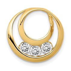 14k Yellow Gold Round Three Stone Diamond Pendant Diamond Circle Pendant, Round Diamond Setting, Golden Circle, Three Stone Diamond, Circle Diamond, Vs Diamond, Yellow Gold Setting, Yellow Stone, Unique Diamonds