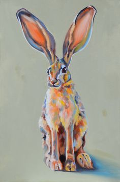 a painting of a rabbit sitting on the ground