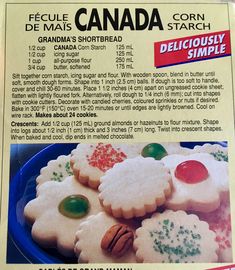 an advertisement for cookies made with royal icing and decorated with candies, almonds or pecans