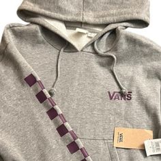 Nwt Brand New Women’s Xs Vans Hoodie Sweatshirt With Zipper Gray And Purple Hard To Find, Rare If You Have Any Questions, Please Ask. Smoke Free And Pet Free Home. Off White Vans, Sweatshirt With Zipper, Vans Jacket, Purple Vans, Vans Hoodie, Green Vans, Vans White, Womens Windbreaker, White Vans