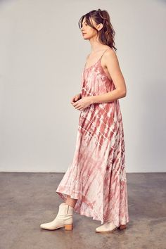 Flow all day in this tie dye maxi dress. Features adjustable straps, pockets and available in 2 colors. 100% rayonRegular fitHand wash cold, hang dryShips from USA Cami Maxi Dress, Modern Vintage Fashion, Tie Dye Maxi Dresses, Dye Dress, Tie Dye Maxi, Comfy Dresses, Tie Dye Dress, Dyed Dress, Mustard Seed