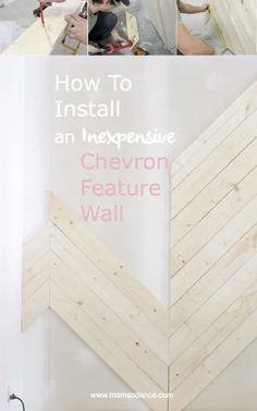 how to install an expensive chevron feature wall with wood planks in the process