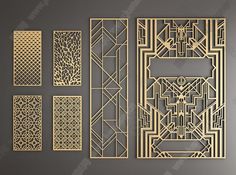 art deco wall panels in gold and black