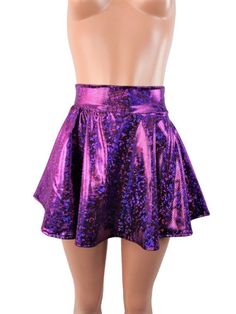 "Fuchsia shattered glass print spandex skater skirt 15\" shown on mannequin.High waist skirt can be worn lower or higher most skirts allow you to place the waistline where it suits you on your particular body shape and personal desire! this fun flirty skirt is a full circle design and can be ordered in lengths of 10 inch, 12 inch, 15 inch and 19 inch- if you need a longer length contact me for a quote. Any of my items can be made in any spandex fabric, also any item can be matched if you like a Vivian Dress, Rave Skirt, Lavender Skirt, Shiny Skirts, Skirt Circle, Skater Skirts, Festival Skirts, Pink Mini Skirt, Tour Outfits