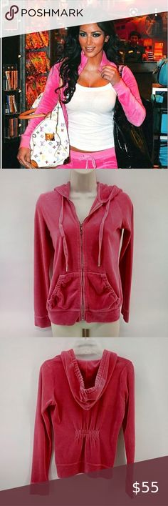 Vintage Juicy Couture Velour Pink Tracksuit Jacket Hoodie Early 2000s Kim Paris Kim Kardashian Paris Hilton, Pink Tracksuit, College Sorority, Vintage Juicy Couture, Tracksuit Jacket, Jacket Hoodie, Couture Tops, Early 2000s