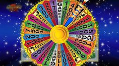 a colorful wheel of fortune with stars in the background