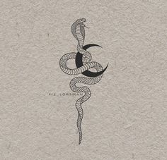 a black and white drawing of a snake