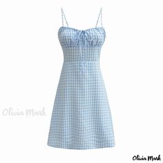 Olivia Mark - Chic Plaid Sleeveless Dress Plaid Dress Women, Purple Short Dress, Blue Sundress, Blue Plaid Dress, Pink Dress Short, Floral Prom Dresses, Blue Dress Short, Bow Style, Female Dress