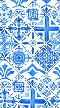 a blue and white tile pattern