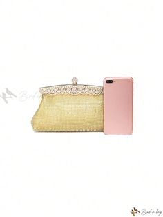 Bird in Bag - Exquisite Rhinestone and Gemstone Womens Clutch Bag - Elegant Hard Shell Handbag, Perfect for Evening Events, Complements Dresses, Qipao, and Formal Attire Rectangular Clutch For Banquet, Rhinestone Bags For Banquet, Rhinestone Embellished Bags For Banquet, Gold Rectangular Evening Bag For Banquet, Elegant Pouch Bags With Rhinestones, Elegant Rhinestone Pouch Bag, Gold Rhinestone Evening Bag For Banquets, Gold Elegant Clutch For Banquet, Glamorous Gold Bag For Banquet