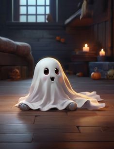 a ghost sitting on the floor in front of a window