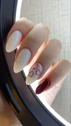 Grunge Nails, Soft Nails, White Nail, Heart Nails, Funky Nails, Valentine's Day Nails