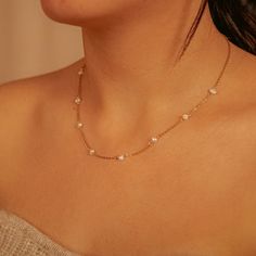 -50% Opening Sale. Get all products for only the crafting price to get our store started! DAINTY PEARL STATION NECKLACE CHAIN ∙DETAILS Length: 16'' + 2'' extender / 40cm + 5cm extender Pearl width: 5mm ∙MATERIALS High-quality stainless steel, plated with 18k gold. ∙SHIPPING IMPORTANT: before placing an order, please double check that your address is correct to avoid any delays. Our current delivery time is 4-15 days, depending on your location. Thank you so much for visiting and hope you enjoy s Dainty Pearl Necklace With Clavicle Chain, Pearl Chain Crystal Necklaces For Jewelry Making, Wedding Jewelry With Clavicle Chain And Round Beads, Delicate Pearl Necklaces With Round Beads, Pearl White Dainty Beaded Chain Jewelry, Pearl Jewelry With Delicate Chain And Round Beads, Dainty Pearl White Beaded Chain Jewelry, Delicate Pearl Necklace With Round Beads, Gold Crystal Necklace With Pearl Chain