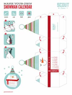 an origami snowman calendar with instructions to make it in the shape of a christmas