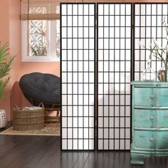 Whether you're creating a private changing space in the guest room or bringing a bit of Eastern style to your den, this Shoji-style room divider lets you find Feng shui in any environment. Crafted from wood and paper, this low-maintenance room divider is easy to install (a wobble-free base ensures it will stay in place) and clean (simply dust with a dry cloth). Whether you're leaning into a well-traveled look or just switching up your aesthetic, this room divider is sure to tie your look togethe Shoji Room Divider, Living Room And Bedroom Combo, 3 Panel Room Divider, Folding Room Divider, Portable Room Dividers, 4 Panel Room Divider, Living Room Divider, Hanging Room Dividers, Folding Room Dividers