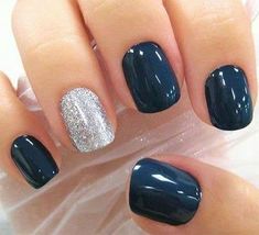 Navy Blue Nails, Super Nails, Her Nails, Shellac Nails, Dark Nails, Trendy Nail Design, Trendy Nail Art, Ideas Nails