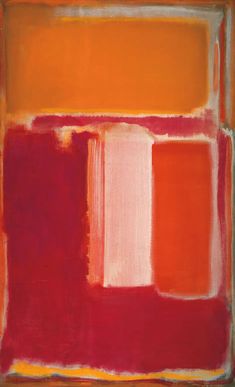 an abstract painting with red, orange and yellow colors