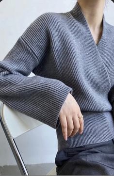 Oat Color, Autumn Winter 2022, Knitting Sweater, Simple Sweaters, Cross Neck, Cozy Fits, Winter 2022, Loose Sweater, Neck Wrap