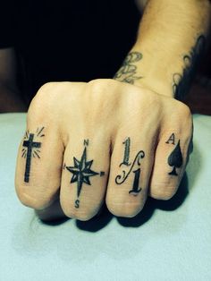 a person's hand with tattoos on it and the numbers 1, 2, 3