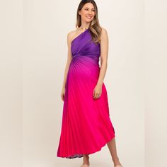 An Ombre, Pleated Maternity Maxi Dress With A One Shoulder Neckline, A Side Cutout, And An Asymmetrical Hem. Features A Side Zipper Closure. Muzzle By Pinkblush New With Tags Small Inventory #R79 Medium Inventory #R451 Large Inventory #R41 Maternity Evening Gowns, Maternity Evening, Red Floral Maxi Dress, Pink Blush Maternity Dress, Blush Maxi Dress, One Shoulder Neckline, Floral Wrap Maxi Dress, Maternity Maxi Dress, Maternity Maxi