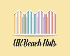 the uk beach huts logo on a yellow background