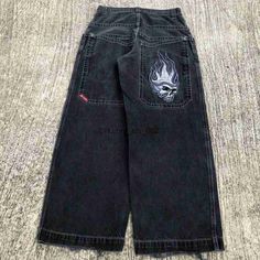 Shipping: Worldwide Express Shipping AvailableDelivery time: 7-15Days Fast ShippingReturns: Fast refund, 100% Money Back Guarantee. Jeans With Embroidery, 1980s Fashion Trends, Y2k Baggy Jeans, Casual Punk, Goth Streetwear, Hip Hop Jacket, Harajuku Men, Hip Hop Pants, Hip Hop Jeans