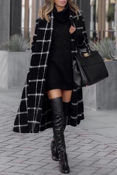 Long Coat Women, Long Sleeves Coats, Thigh High Boots, Fall Winter Outfits, Long Hoodie, Thigh High