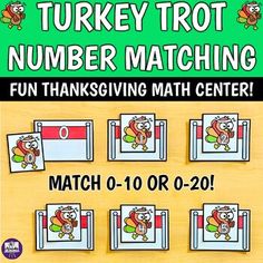 November Math Centers, Thanksgiving Math Centers, Thanksgiving Themes, Turkey Math, November Math, Fall Vocabulary, Counting Clip Cards, Vocabulary Flash Cards, Thanksgiving Week